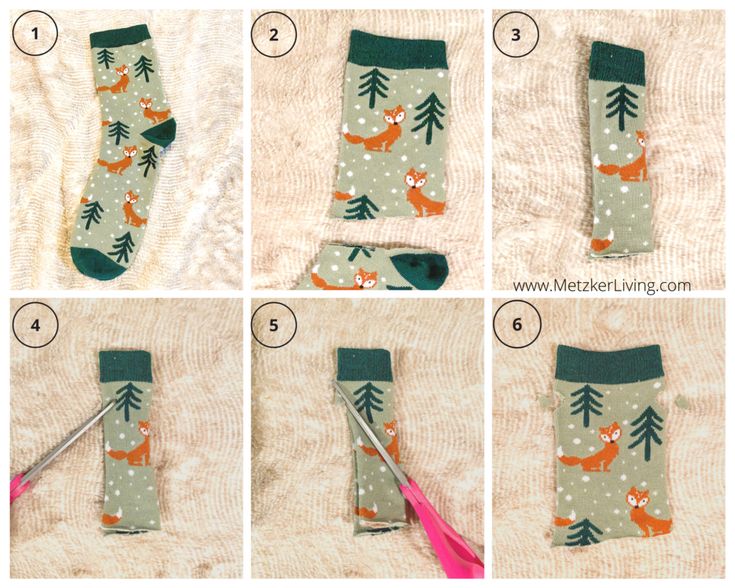 instructions to make socks with foxes and pine trees