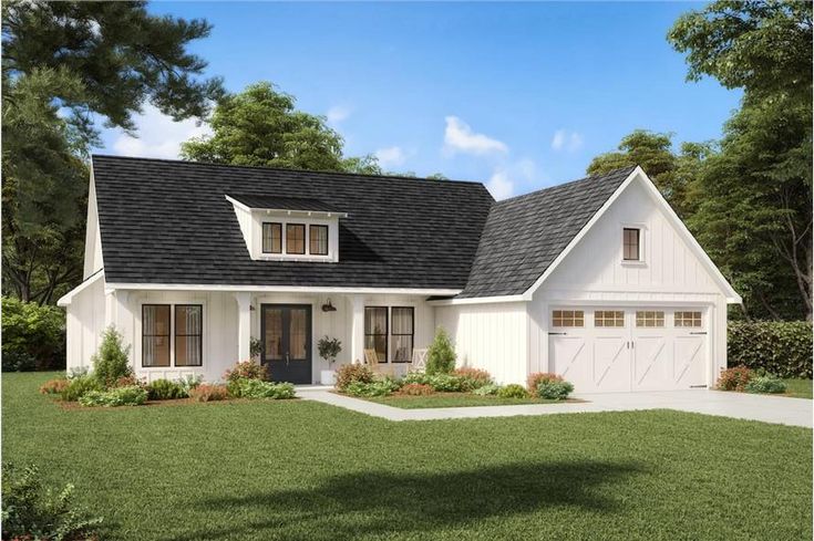 this is an artist's rendering of the farmhouse style house plans that are available for purchase