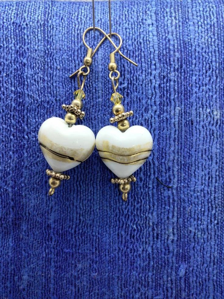 Goldfield spacer earwires, lampwork hearts, Gold Heart Earrings, Gold Heart Earring, Screw Back Earrings, May 17, Gold Heart, Heart Of Gold, Heart Earrings, Screw, Etsy Earrings