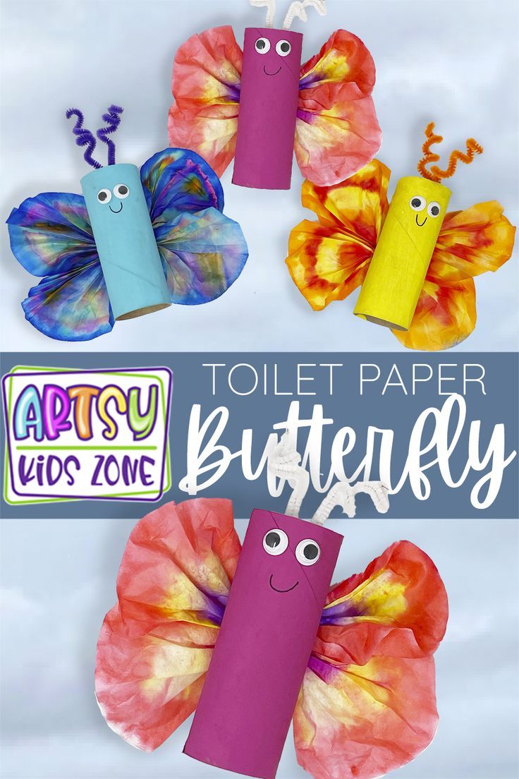 toilet paper butterfly craft for kids to make with toilet paper rolls and other crafts that are also made out of construction paper