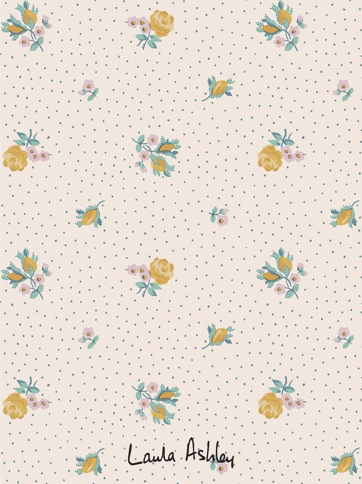 a white background with yellow flowers and polka dots