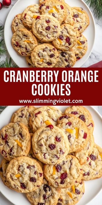 cranberry orange cookies on a white plate