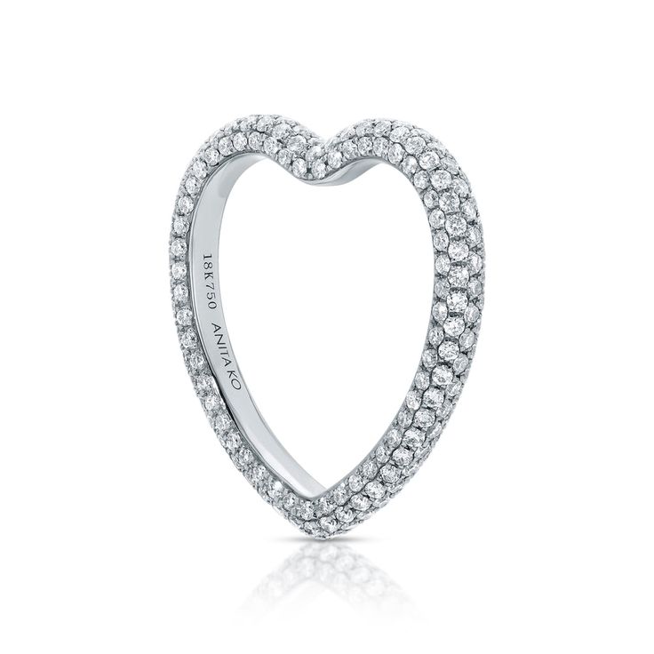 PAVE DIAMOND HEART SHAPE RING Heart Shape Ring, Diamond Initial Necklace, Initial Earrings, Heart Shaped Rings, Heart Shaped Diamond, Initial Bracelet, Bracelet Collection, Leaf Pendant, Earrings Collection