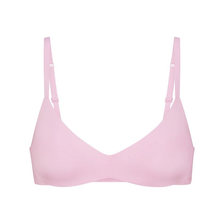 WIRELESS FORM PUSH-UP PLUNGE BRA | BABY PINK Push-up Nursing Bra With Light Support, No-show Padded Bra, Low-cut Sports Bra With Removable Pads, Feminine Full Coverage Seamless Bra, Pink Seamless Nursing Bra, Feminine Seamless Full Coverage Nursing Bra, Soft Touch Fitted Low-cut Nursing Bra, Fitted Low-cut Nursing Bra With Soft Touch, Low-cut Fitted Nursing Bra With Soft Touch