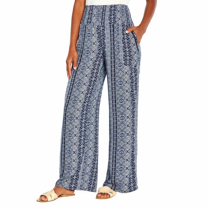 Three Dots Womens' Printed Wide Leg Pants Beautiful Summer/ Beach Pants- Gorgeous Prints, Light, Breezy, No Pinch Waist! Crochet Ladder Trim Relaxed Fit Mid Rise Gauze Fabric Flat Front Waistband With Smocked Back Front Pockets 100% Rayon Lightweight Inseam 32” Size Conversion: Xs = 0 | S = 2-4 | M = 6-8 | L = 10-12 | Xl = 14-16 | Xxl = 18-20 Beach Cover Up Gauze Lightweight Summery Travel Long Trendy Blue Wide-leg Pull-on Pants, Blue Wide Leg Pants With Pockets For Vacation, Blue Pull-on Bottoms For Summer, Blue Pull-on Style Bottoms For Summer, Blue Full-length Pull-on Pants, Blue Full Length Pants With Pull-on Style, Blue Summer Pants, Sneakers For Work, High Waisted Linen Pants