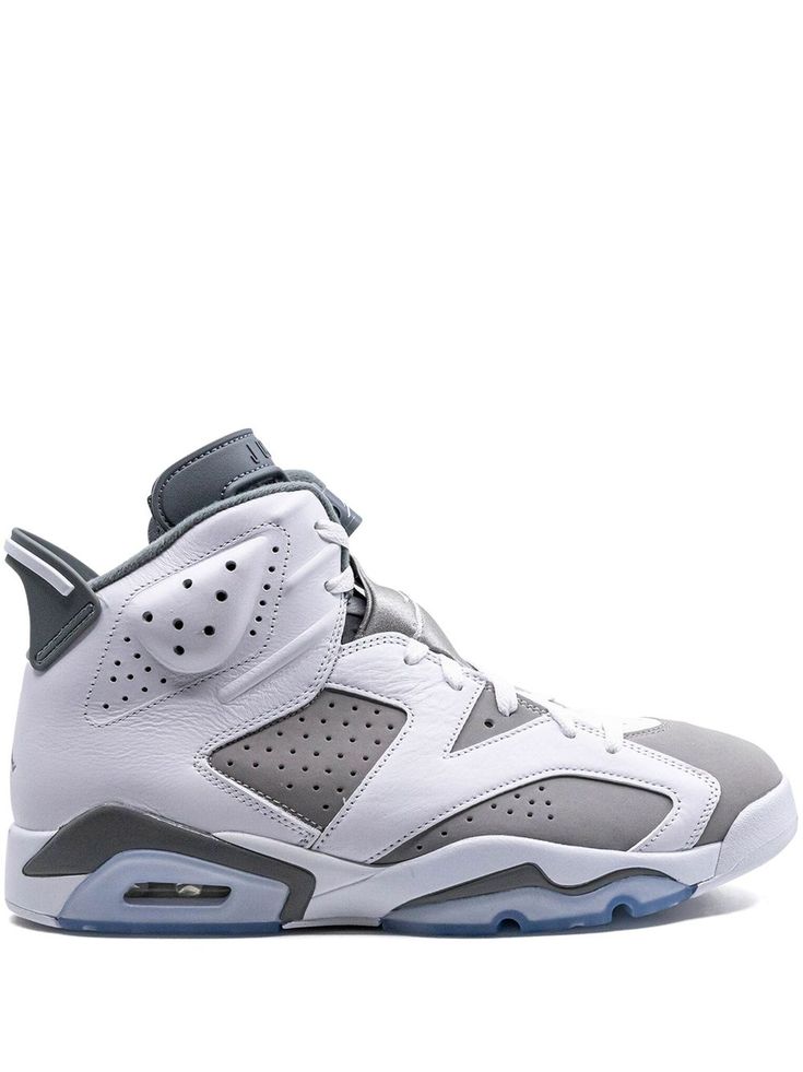 grey/white leather signature Jumpman motif perforated detailing round toe front lace-up fastening pull-tab at the heel branded insole rubber sole These styles are supplied by a premium sneaker marketplace. Stocking only the most sought-after footwear, they source and curate some of the most hard to find sneakers from around the world. Cool Grey Outfits, Jordan 6 Cool Grey, Gray And White Jordans, Grey Outfits, Streetwear Athleisure, Grey Jordans, Jordan Retro 6, Retro 6, Nike Air Jordan 6