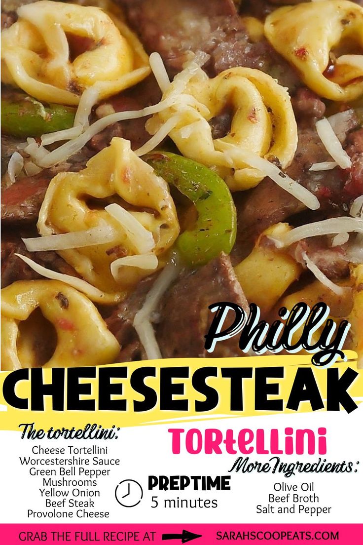 a poster advertising cheese steak tortelli