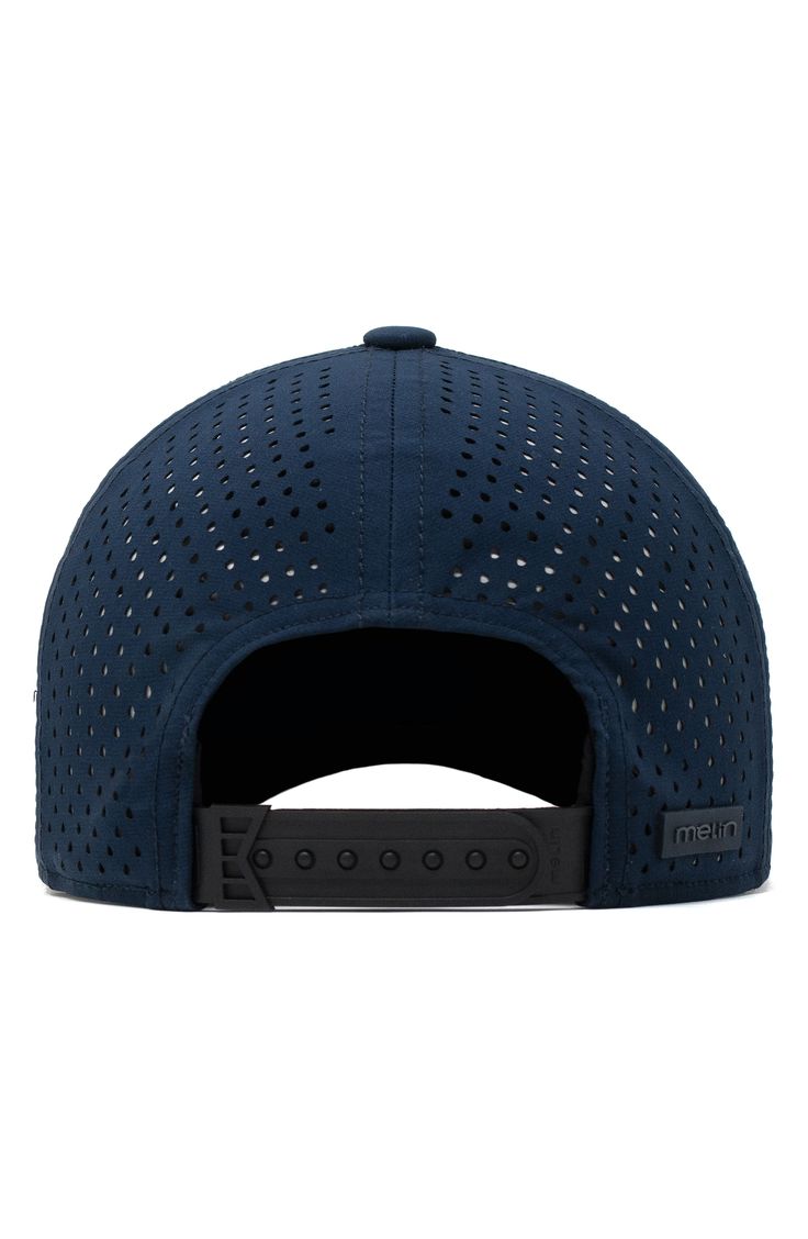 A smart moisture-wicking lining ensures superior comfort in a breathable perforated hat with a glare-reducing visor lining for superior clarity. Style Name:Melin Hydro A-Game Snapback Baseball Cap. Style Number: 5876789. Outdoor Six-panel Snapback Hat With Mesh Back, Snapback Baseball Cap With Mesh Back For Outdoor Activities, Functional Snapback Hat With Breathable Mesh, Snapback Baseball Cap With Mesh Back For Outdoors, Navy Breathable Sports Hat, Breathable Navy Sports Hat, Functional Outdoor Baseball Cap With Mesh Back, Breathable Six-panel Trucker Hat For Sports Events, Adjustable Baseball Cap With Breathable Mesh And Curved Visor