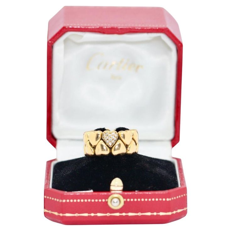 Beautiful and Rare Cartier Double Heart Coeur Ring, 18 Karat Gold with Diamonds. Including certificate of authenticity. We also offer the matching earrings from the same collection. Luxury Cartier Jewelry For Valentine's Day, Double Heart, Certificate Of Authenticity, Diamond Gold, Matching Earrings, Band Ring, Cartier, Fashion Rings, Band Rings