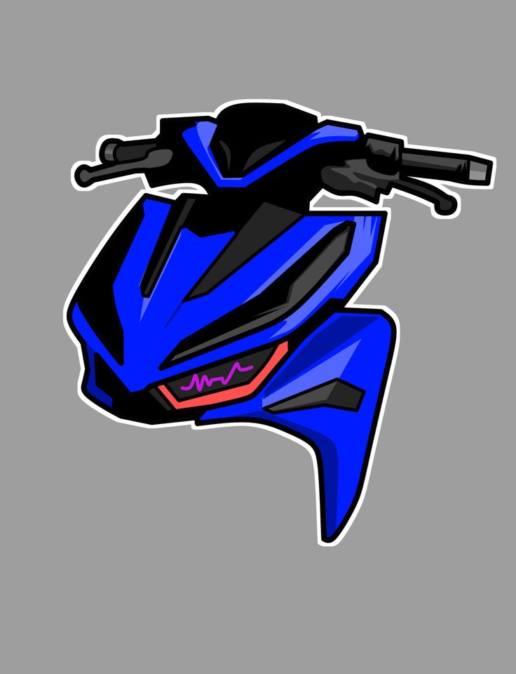 a blue motorcycle is shown in this graphic