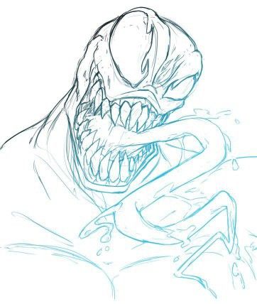 a drawing of a monster with its mouth open