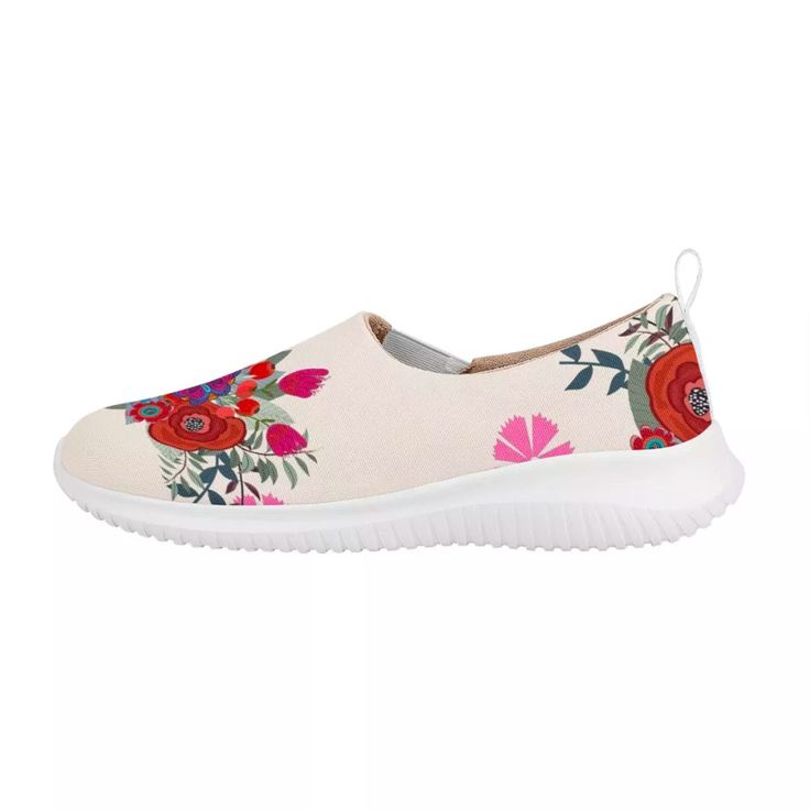 Flowers&Cat – superladystar Casual Stretch Sneakers For Summer, Spring Comfortable Sneakers With Elastic Laces, Spring Stretch Sneakers With Round Toe, Stretch Round Toe Sneakers For Spring, Stretch Sneakers With Round Toe For Spring, Casual Adjustable Sneakers For Summer, Spring White Textile Slip-ons, Casual Adjustable Slip-on Sneakers, Beige Slip-on Sneakers For Spring