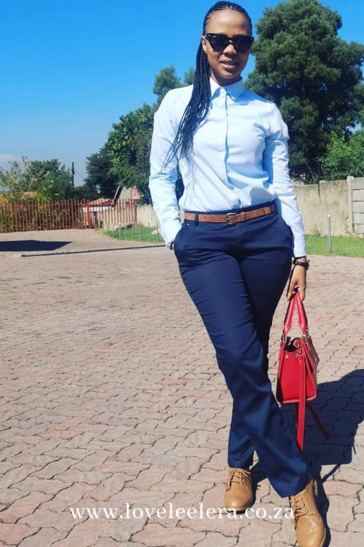 Blue on Blue Formal Outfit. Navy Blue Chino, Powder Blue button up shirt and Tan shoes and Belt. Wardrobe Essentials Interview outfit By South African Lifestyle Blogger, The LOVELEELERA Blog #SouthAfricanBlogger #ootd #ootdfashion #SAbloggers #fashionblogger #fashion #fashionstyle #blackgirlmagic #blackgirlfashion #styleinspiration #womanoutfits #fashionactivation #womanslook #outfitideas #styleinspiration #outfitinspiration #ootdshare #fashionoutfits #outfitstyle #styleaddict Light Blue Shirt Outfit Women Work, Navy Bottoms Outfit, Navy Blue Shoes Outfit Woman, Navy Blue Chinos Outfit Women, Blue And White Pinstripe Pants Outfit, Blue Interview Outfit, Blue Dress Pants Outfit Women Navy, Powder Blue Shirt Outfit Women, Navy Blue Dress Pants Outfit