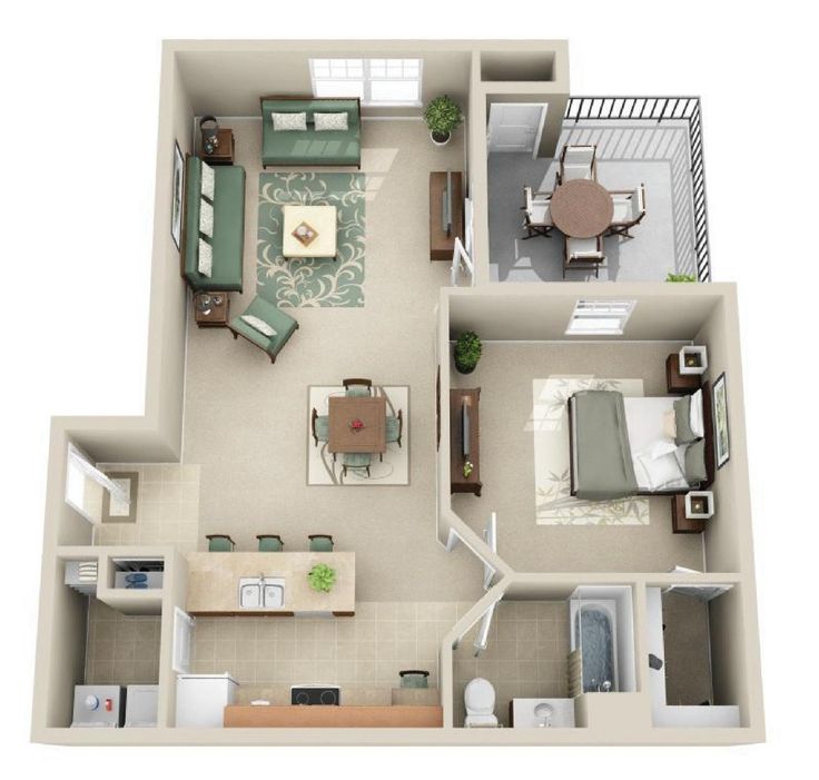 the floor plan of a two bedroom, one bath apartment with living room and dining area