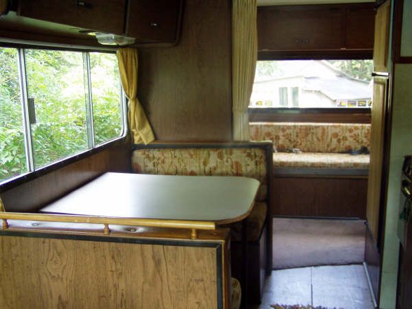 the inside of an rv with no one in it