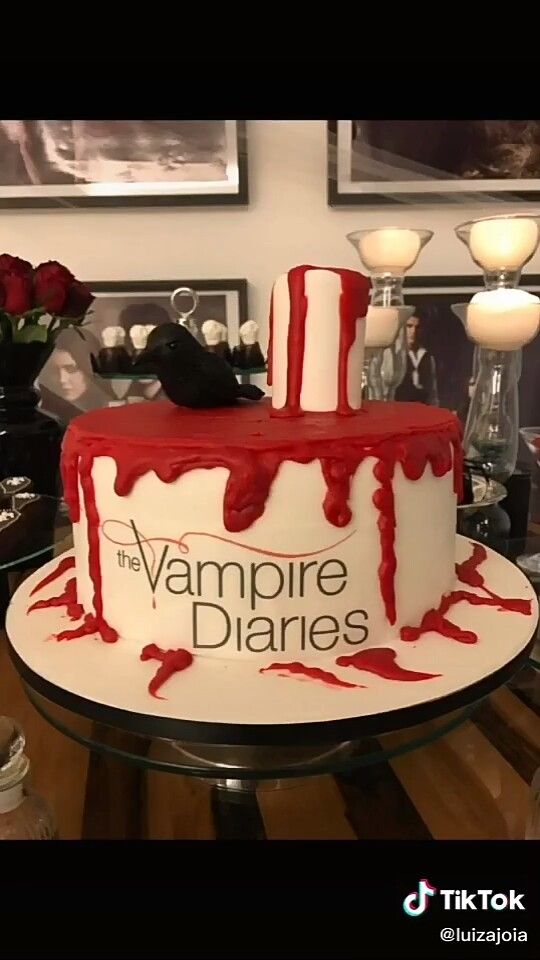 there is a cake that has blood on it