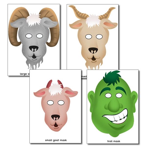 four masks with different animals on them