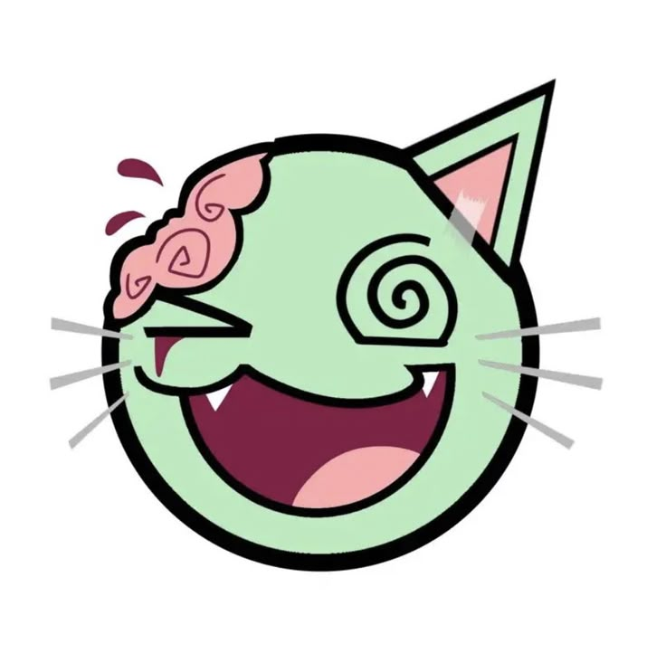 a cartoon cat with its mouth open and tongue out