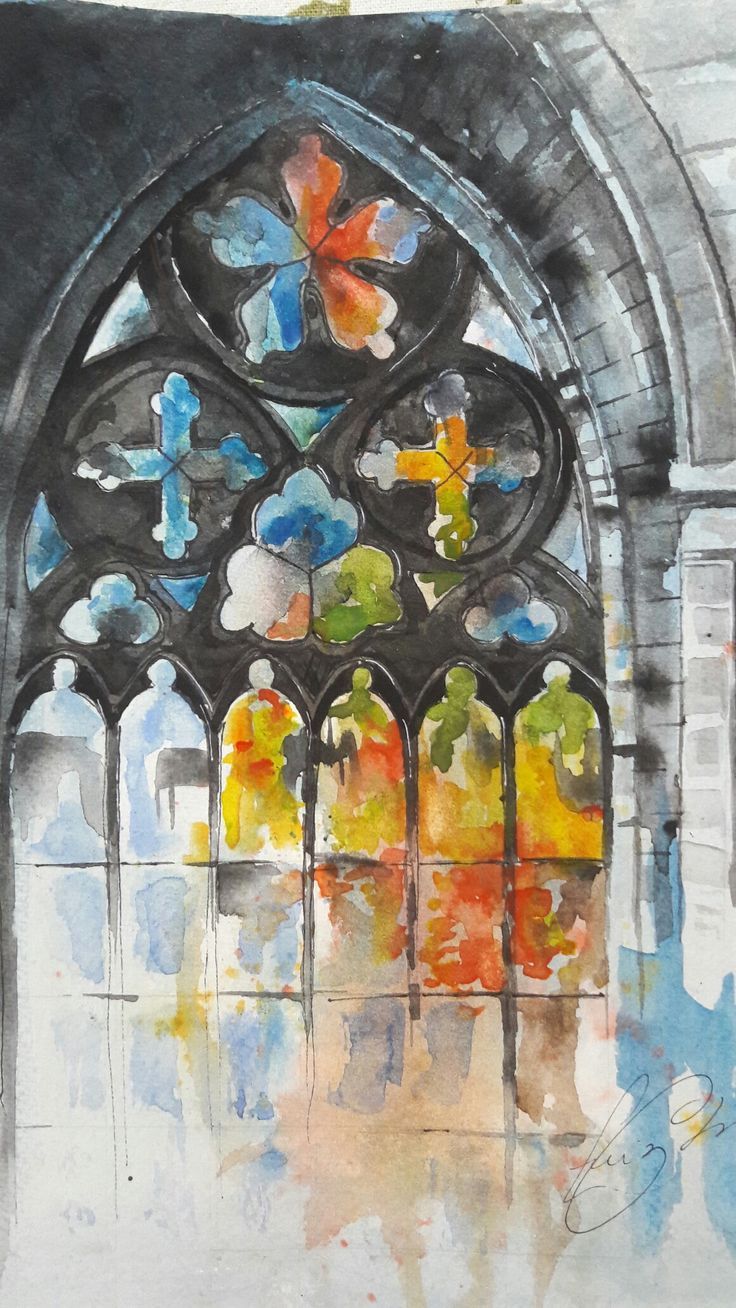 an artistic painting of a stained glass window