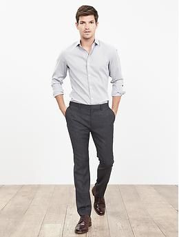 Modern Slim Charcoal Flannel Pant | Banana Republic Slim Fit Business Pants For Fall, Slim Fit Dress Pants With Straight Hem For Fall, Slim Fit Dress Pants With Welt Pockets For Fall, Business Slim Fit Pants For Fall, Fall Slim Fit Dress Pants With Straight Hem, Fall Business Slim Fit Pants, Fall Business Slim Fit Bottoms, Slim Fit Semi-formal Pants For Fall, Gray Business Bottoms For Fall