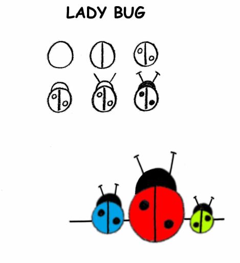 the lady bug has four different colors on it's back and one is red