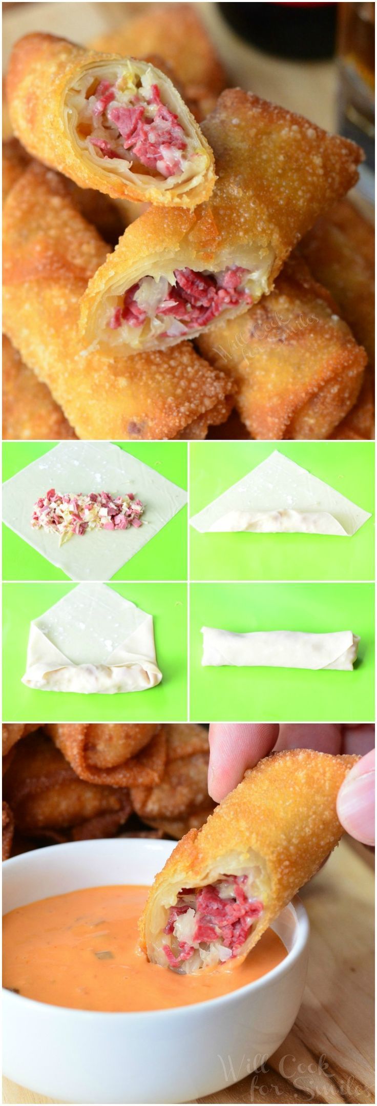 the process to make stuffed pastries with cream cheese and strawberries is shown here