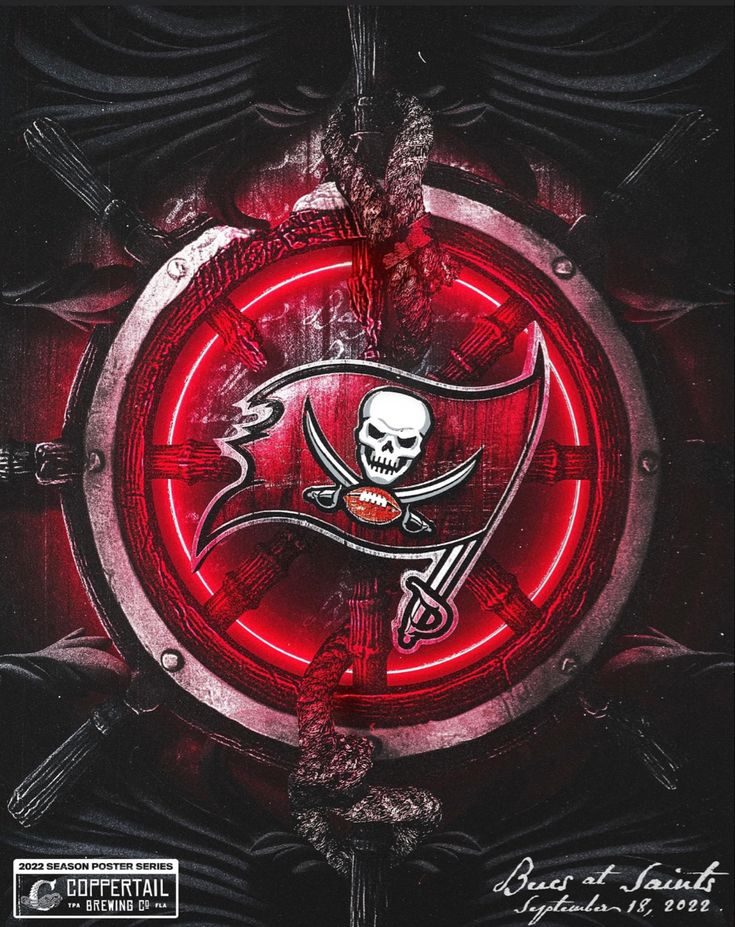 a skull and crossbones emblem on a red light