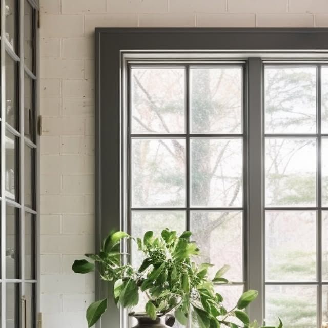 a potted plant sitting on top of a window sill next to a window