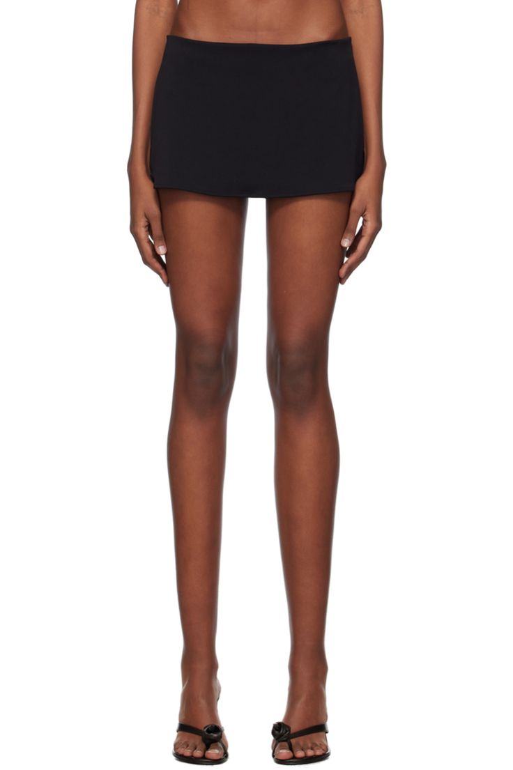 Black Micro Miniskirt by GUIZIO on Sale Black Micro Skirt Outfit, Stretch Mini Skirt For Party, Party Mini Skirt With Stretch, Stretchable Elastane Mini Skirt, Fitted Short Elastane Skirt, High Waist Fitted Nylon Skirt, High-waist Nylon Skirt, High Waist Stretch Nylon Skirt, Solid Color High Stretch Mini Skirt