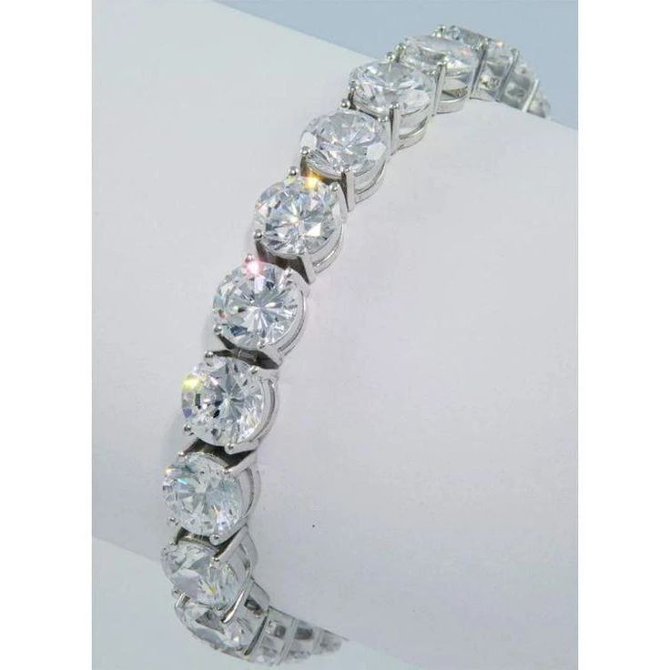 75 Pointers Diamond Tennis 22.5 Carats Round Cut Bracelet Prong Set | HarryChadEnt.com Bracelet Tennis, Bracelet Diamond, Bracelets Gold, Diamond Tennis Bracelet, Jewellery Handmade, Tennis Bracelet Diamond, Diamond Bracelets, Metal Bracelets, Tennis Bracelet