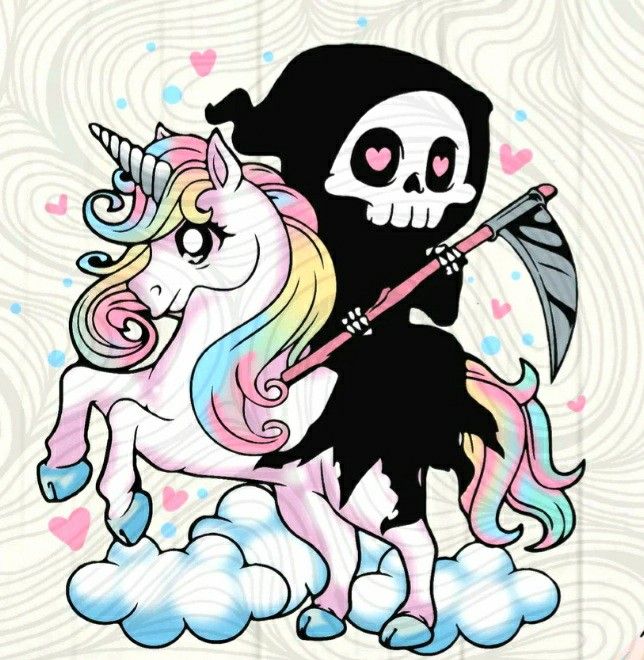 a sticker with a skeleton riding a unicorn