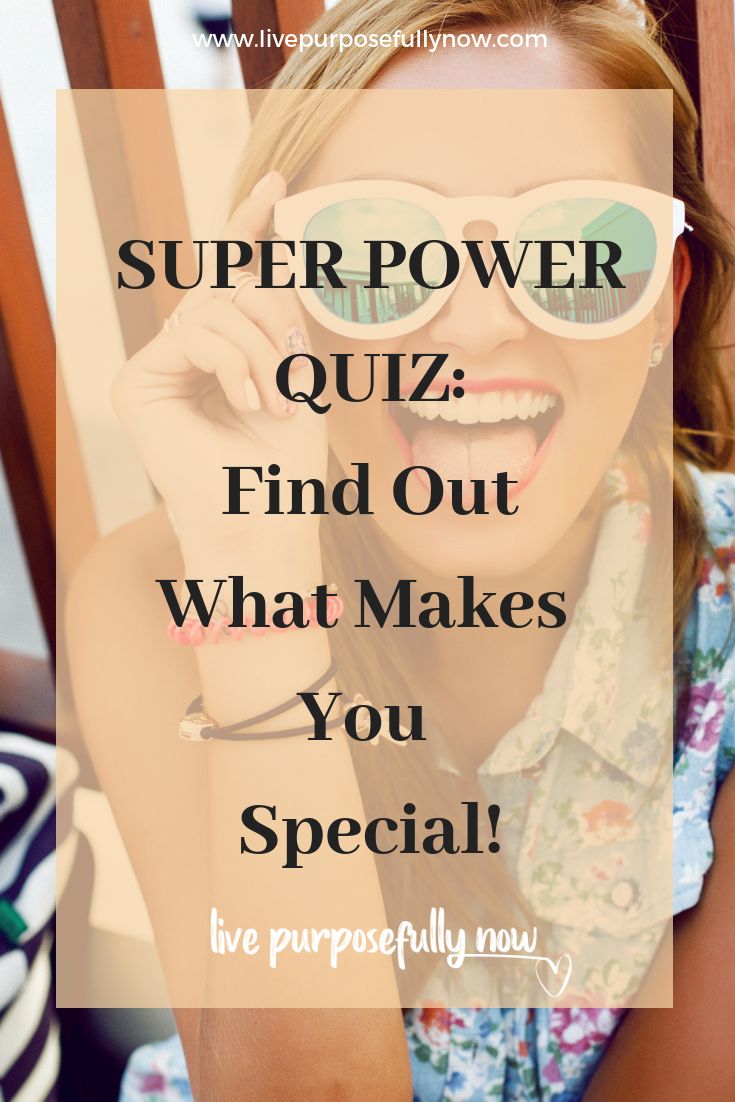 a girl wearing sunglasses with the words super power quiz find out what makes you special