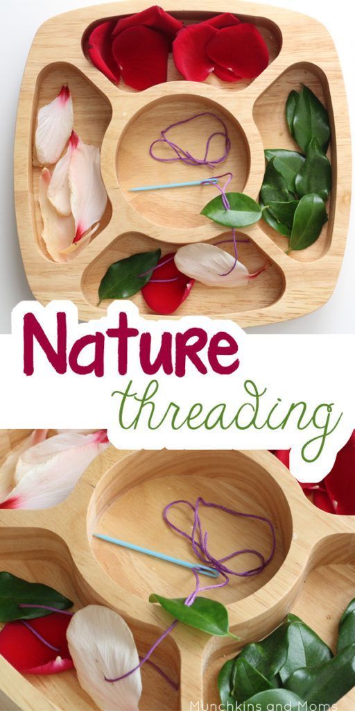 two wooden trays filled with flowers and leaves on top of each other, the words nature