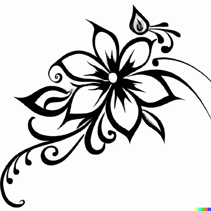 a black and white flower tattoo design