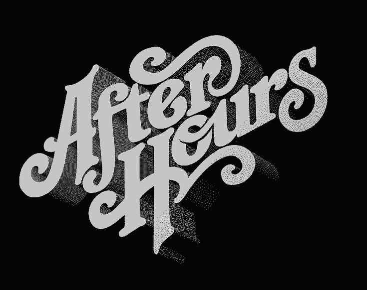 the words after hours written in white on a black background