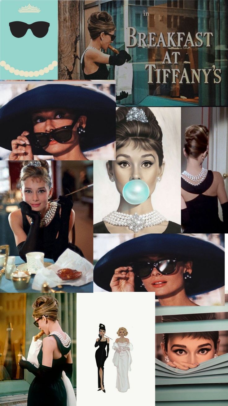 a collage of photos with the words breakfast at tiffany's