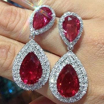 Earrings – Page 5 – Glam Duchess Red Water, Red Jewel, Crystal Fashion, Wedding Anniversary Party, Cubic Zirconia Earrings, Earrings Women, Perfect Palette, Zirconia Earrings, Trendy Earrings