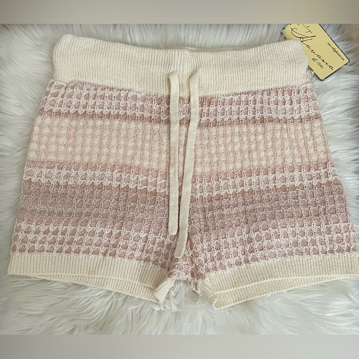 Cream/Pink/Tan Colors-Size: Large Only Tried On* These Are Are So Flattering On But Wud Look Better On Someone That’s A True Large (I Ended Buying A Medium& It Made A Big Difference) -Stretchy Yes But It’s A Knit Fabric -So Cute W/Drawstring Cinches Waist Looks Cute W/A Crop Tee, Tank, Sweater Bc They’re High Waisted. Last Pic Is A Pink Stain ( Untreated ) From My Tinted Lip Balm -I’m Sure It’ll Come Out Bc I Do This All The Time , Sorry) Cozy Pink Cotton Bottoms, Pink Stretch Knit Bottoms, Cozy Stretch Pink Bottoms, Short Knit Bottoms For Spring, Casual Pink Knit Bottoms, Beige Knit Shorts For Loungewear, Cozy Pink Short Bottoms, Short Knit Bottoms For Loungewear, Knit Short Bottoms For Loungewear