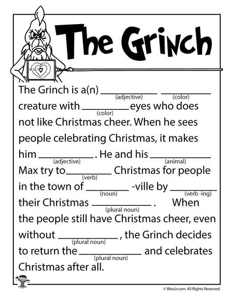 the grinch worksheet for christmas and other holiday related activities to teach kids