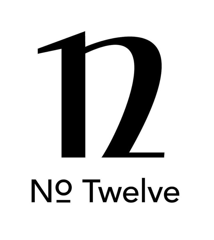 the logo for no twelve is shown in black and white, with an image of two letters