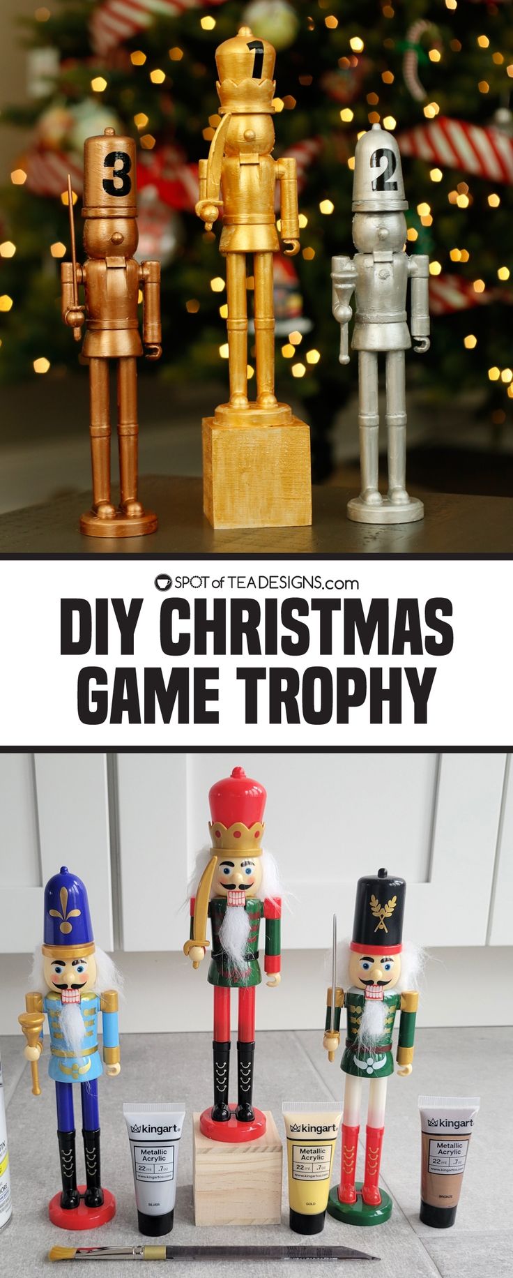 the diy christmas game trophy is on display