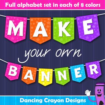 a banner with the words make your own banner and an image of a cartoon character