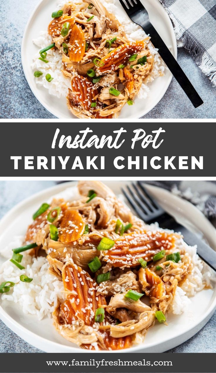 instant pot teriyaki chicken on a plate with rice