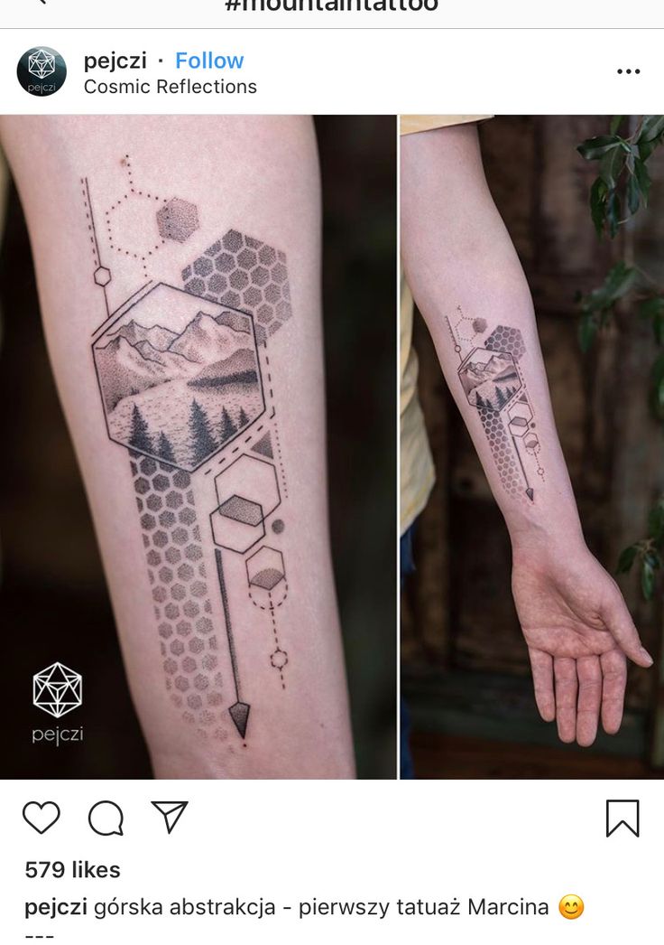 two different tattoos on one arm and the other hand, both with an arrow in it