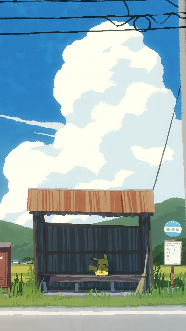 an image of a train station with the sky in the background and clouds above it