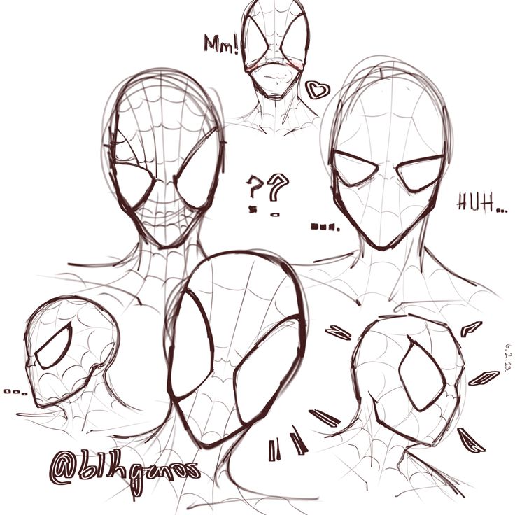 the spider man's face and head are shown in this drawing lesson, which shows how