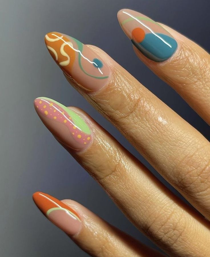 Simple But Fun Nails, Crazy Nail Art, Funky Nail Art, Colorful Nail, Nail Candy, Gel Nail Designs, Minimalist Nails, Unique Nails, Funky Nails