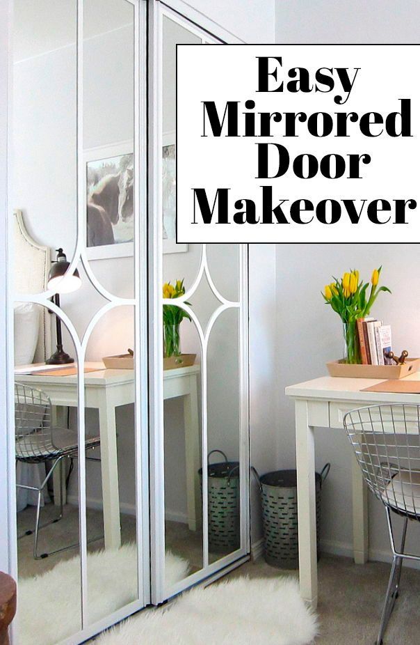 an easy mirrored door makeover for the home office