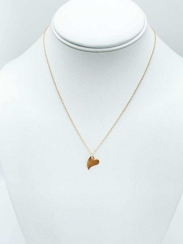 Sideways hanging simple gold filled heart. 16 inch gold filled chain. Perfect for your valentine! 14k Gold Charm Necklaces With Heart Charm, 14k Gold Everyday Heart Necklace, Everyday 14k Gold Heart Necklace, Everyday 14k Gold Open Heart Necklace, 14k Gold Heart Necklace With Heart Charm, Everyday Yellow Gold Heart Necklace, 14k Gold Heart Charm Necklaces, Everyday Yellow Gold Heart Necklace With Heart Detail, Everyday Heart Charm Necklaces