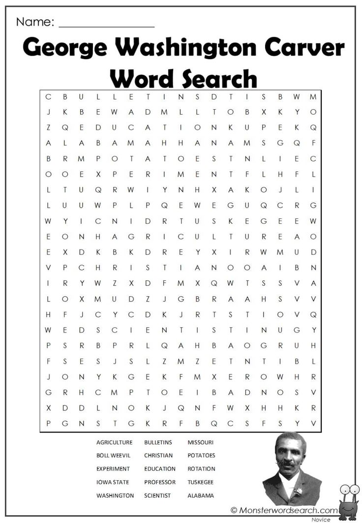 the word search for george washington carver is shown in this printable worksheet